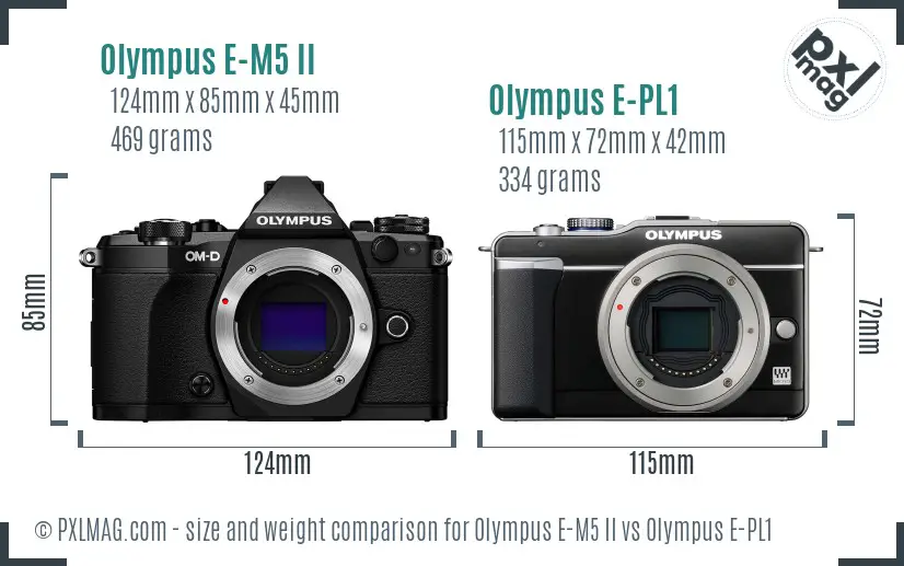 Olympus E-M5 II vs Olympus E-PL1 size comparison