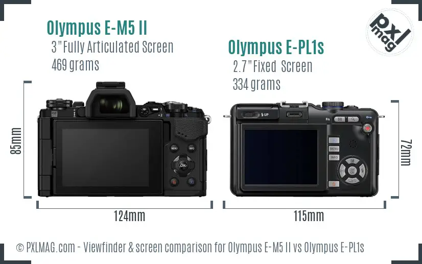 Olympus E-M5 II vs Olympus E-PL1s Screen and Viewfinder comparison
