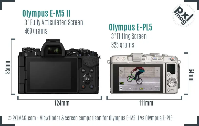 Olympus E-M5 II vs Olympus E-PL5 Screen and Viewfinder comparison