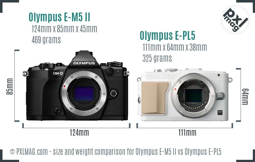 Olympus E-M5 II vs Olympus E-PL5 size comparison