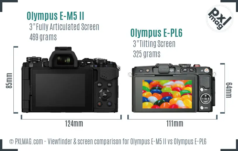 Olympus E-M5 II vs Olympus E-PL6 Screen and Viewfinder comparison