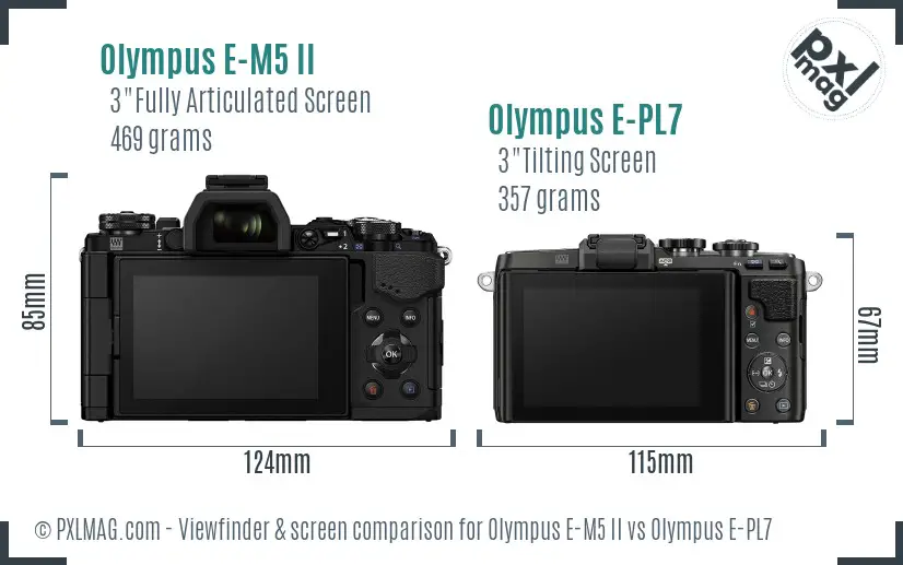 Olympus E-M5 II vs Olympus E-PL7 Screen and Viewfinder comparison