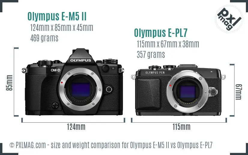 Olympus E-M5 II vs Olympus E-PL7 size comparison