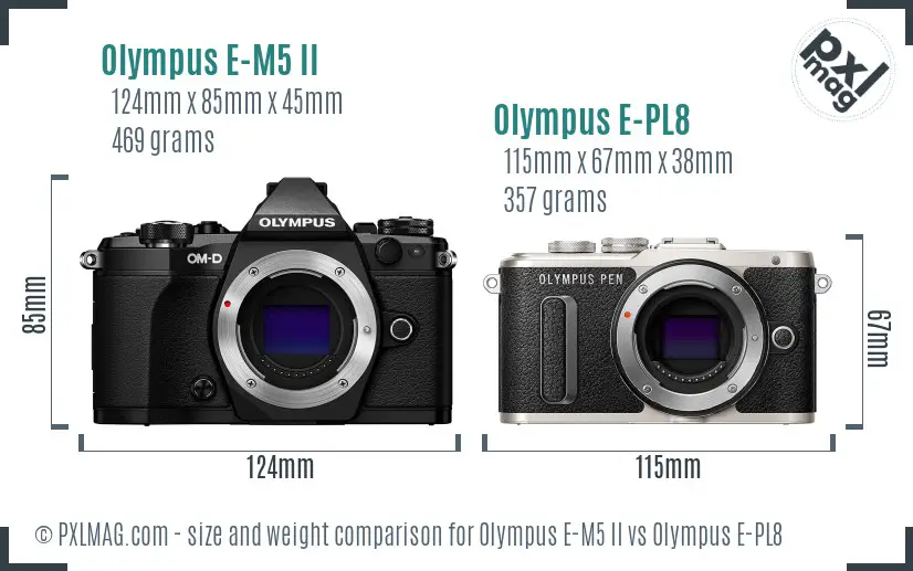 Olympus E-M5 II vs Olympus E-PL8 size comparison