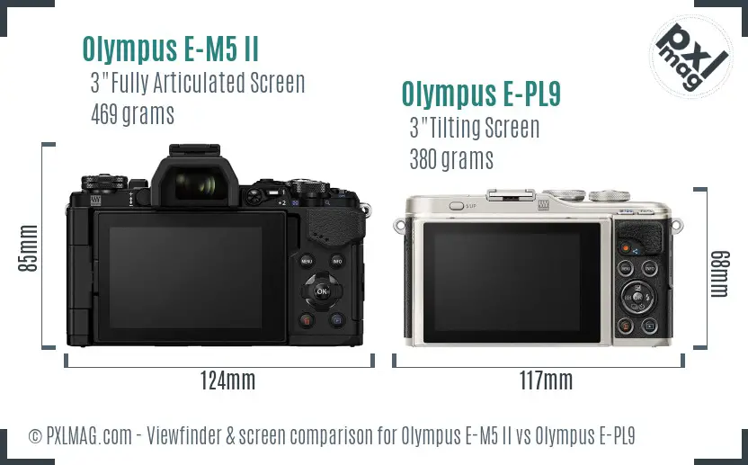 Olympus E-M5 II vs Olympus E-PL9 Screen and Viewfinder comparison