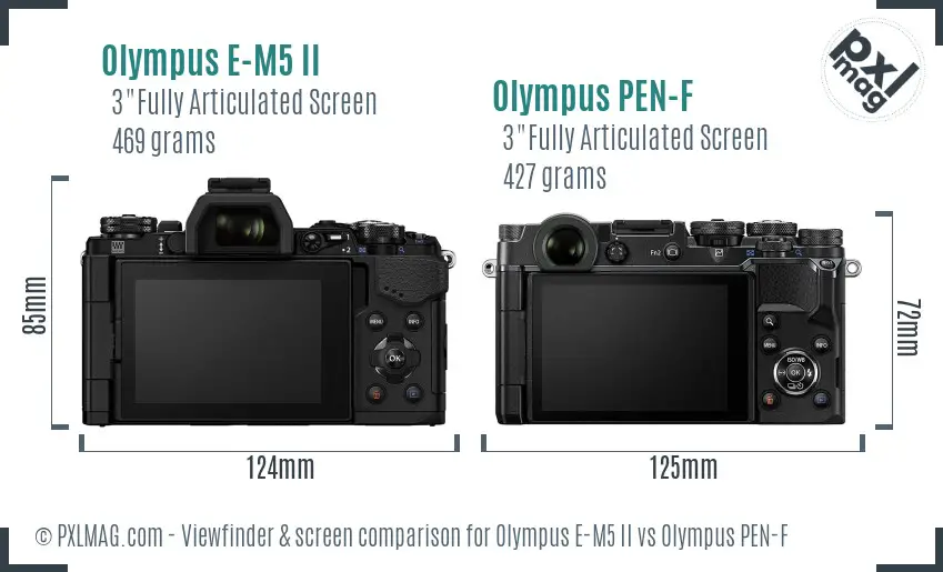 Olympus E-M5 II vs Olympus PEN-F Screen and Viewfinder comparison
