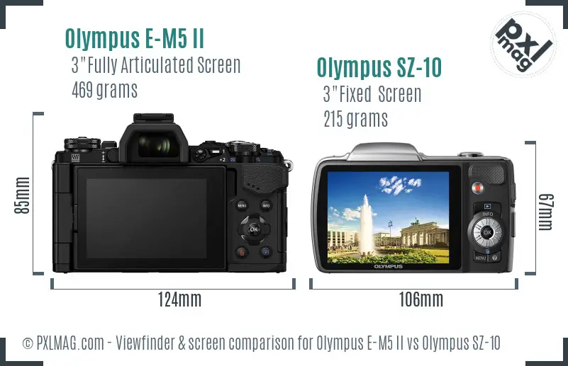 Olympus E-M5 II vs Olympus SZ-10 Screen and Viewfinder comparison