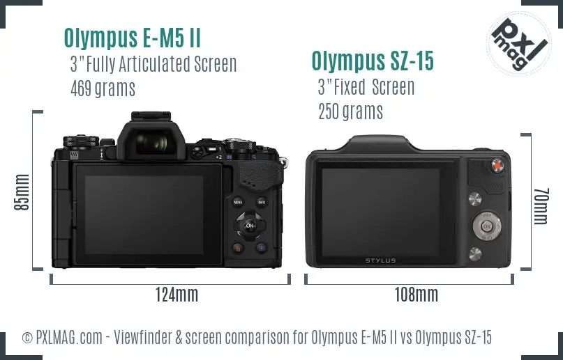 Olympus E-M5 II vs Olympus SZ-15 Screen and Viewfinder comparison