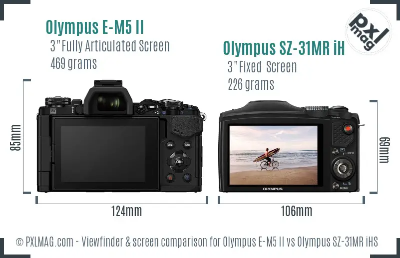 Olympus E-M5 II vs Olympus SZ-31MR iHS Screen and Viewfinder comparison