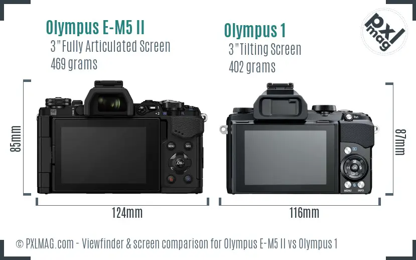 Olympus E-M5 II vs Olympus 1 Screen and Viewfinder comparison