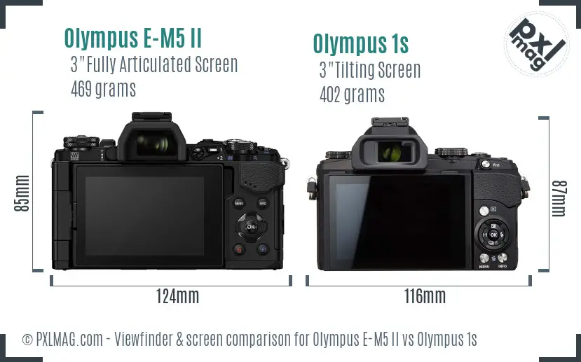 Olympus E-M5 II vs Olympus 1s Screen and Viewfinder comparison