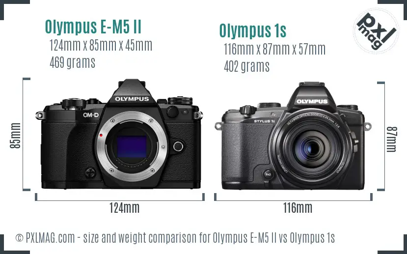 Olympus E-M5 II vs Olympus 1s size comparison