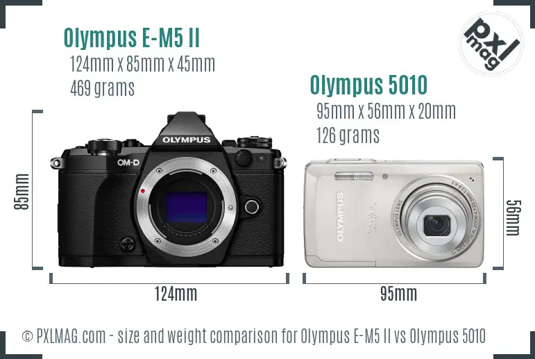 Olympus E-M5 II vs Olympus 5010 size comparison