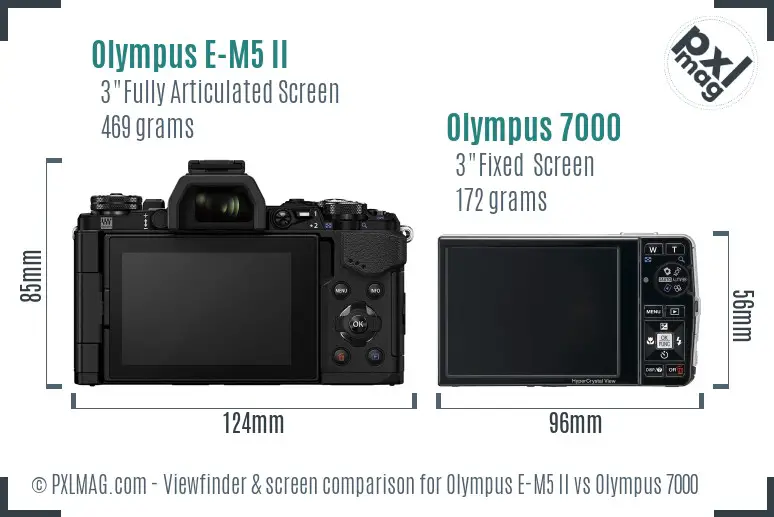 Olympus E-M5 II vs Olympus 7000 Screen and Viewfinder comparison