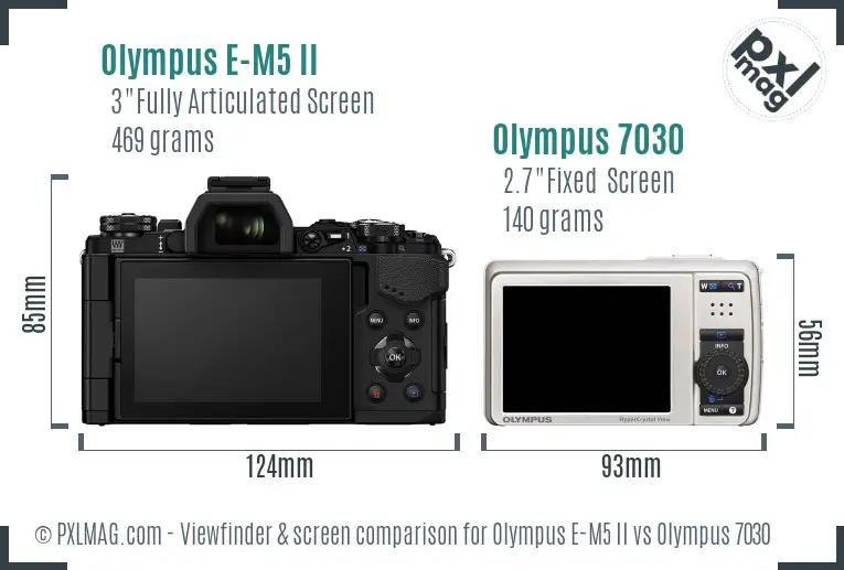 Olympus E-M5 II vs Olympus 7030 Screen and Viewfinder comparison