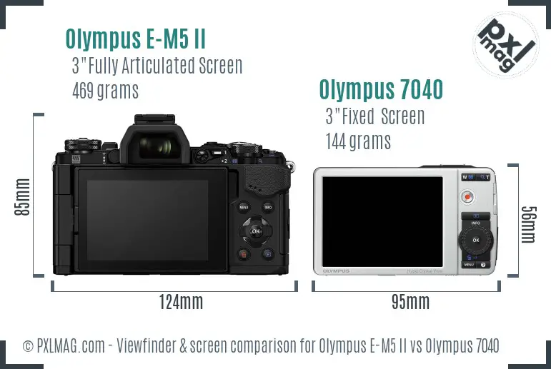 Olympus E-M5 II vs Olympus 7040 Screen and Viewfinder comparison