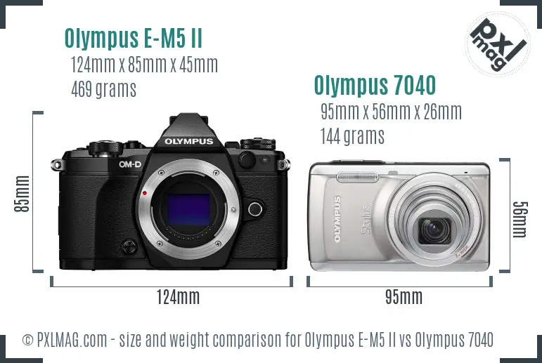 Olympus E-M5 II vs Olympus 7040 size comparison