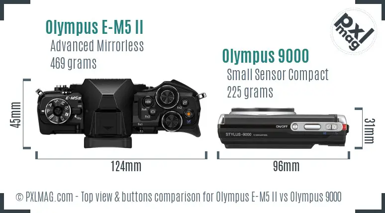 Olympus E-M5 II vs Olympus 9000 top view buttons comparison