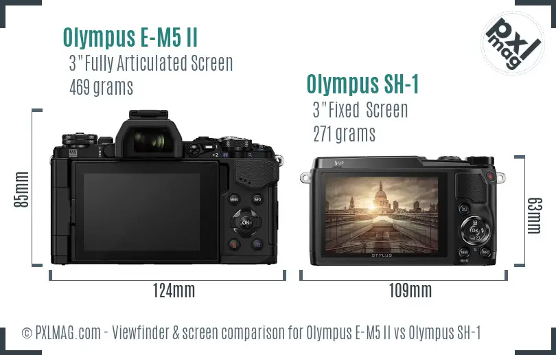 Olympus E-M5 II vs Olympus SH-1 Screen and Viewfinder comparison