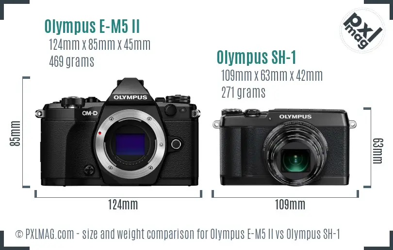 Olympus E-M5 II vs Olympus SH-1 size comparison