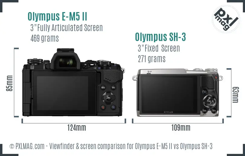 Olympus E-M5 II vs Olympus SH-3 Screen and Viewfinder comparison