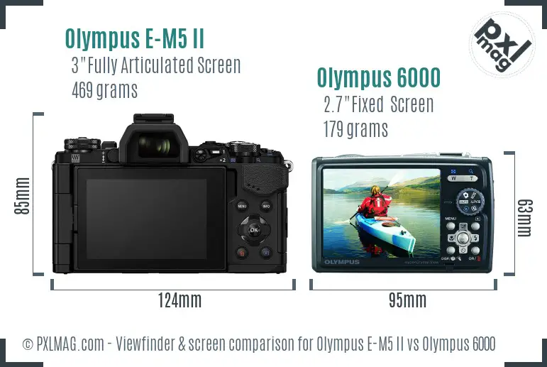 Olympus E-M5 II vs Olympus 6000 Screen and Viewfinder comparison