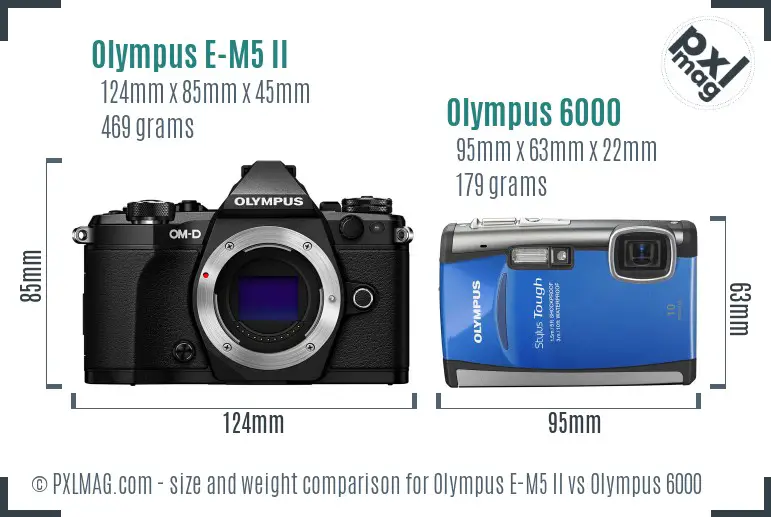 Olympus E-M5 II vs Olympus 6000 size comparison