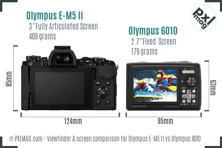 Olympus E-M5 II vs Olympus 6010 Screen and Viewfinder comparison