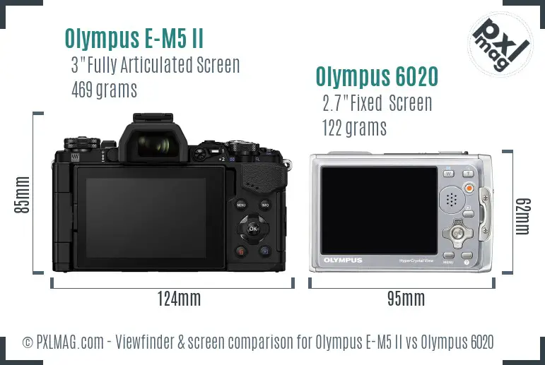 Olympus E-M5 II vs Olympus 6020 Screen and Viewfinder comparison