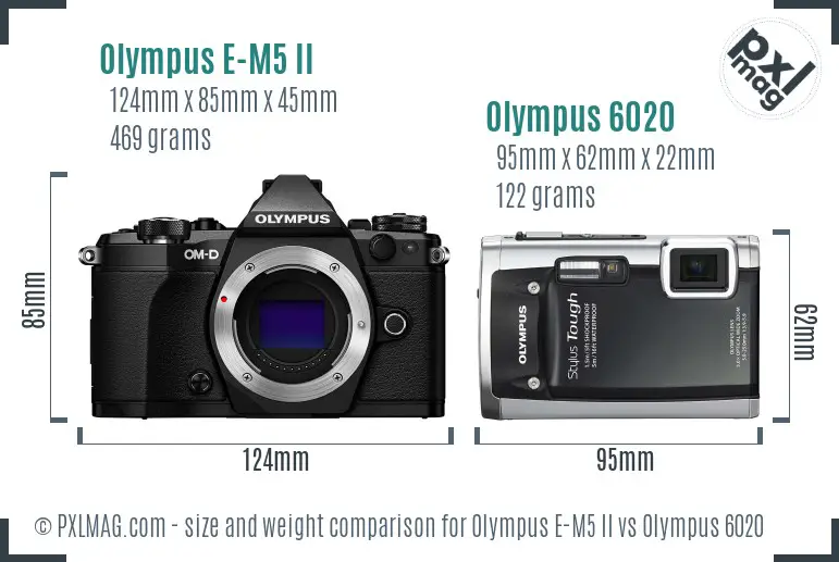 Olympus E-M5 II vs Olympus 6020 size comparison