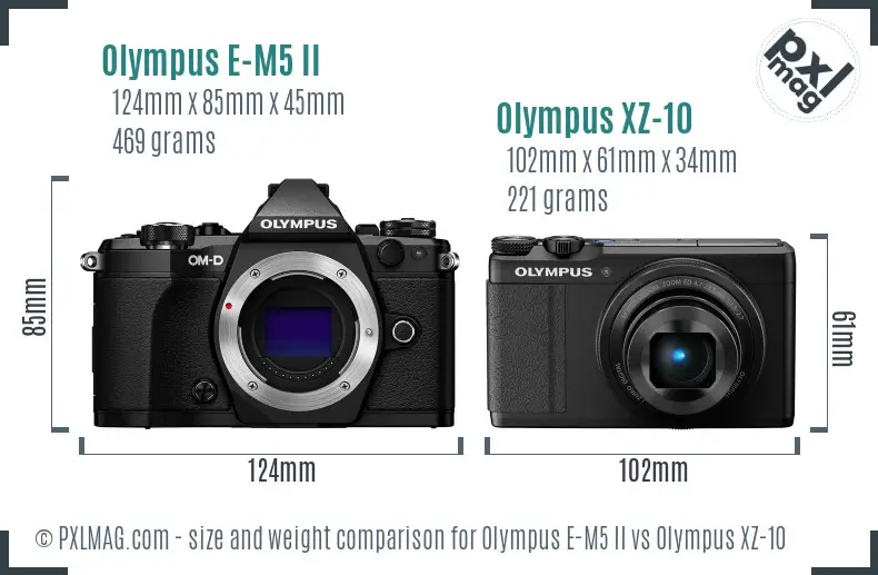 Olympus E-M5 II vs Olympus XZ-10 size comparison