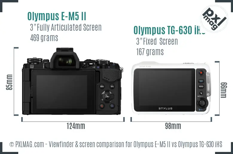 Olympus E-M5 II vs Olympus TG-630 iHS Screen and Viewfinder comparison