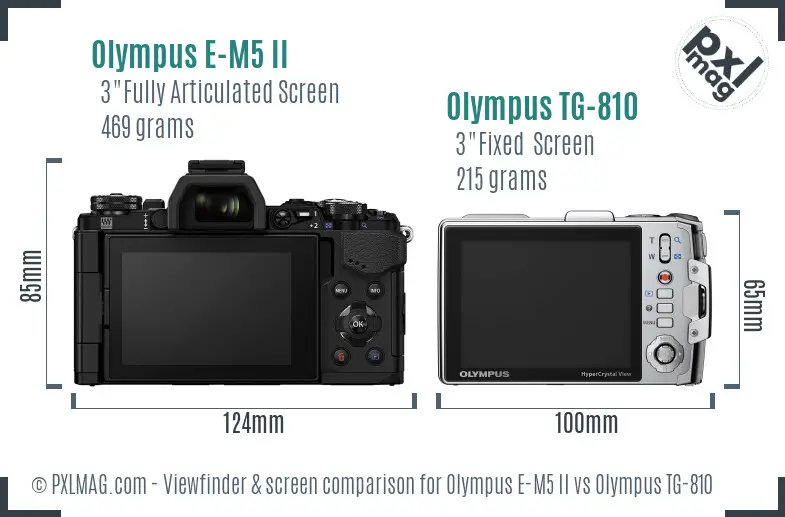 Olympus E-M5 II vs Olympus TG-810 Screen and Viewfinder comparison