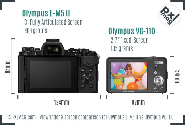 Olympus E-M5 II vs Olympus VG-110 Screen and Viewfinder comparison