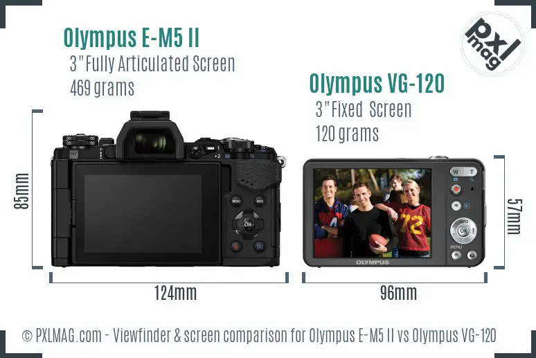 Olympus E-M5 II vs Olympus VG-120 Screen and Viewfinder comparison