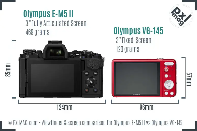 Olympus E-M5 II vs Olympus VG-145 Screen and Viewfinder comparison