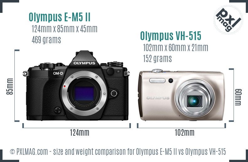 Olympus E-M5 II vs Olympus VH-515 size comparison