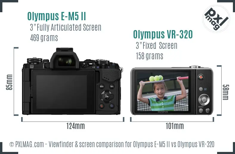 Olympus E-M5 II vs Olympus VR-320 Screen and Viewfinder comparison