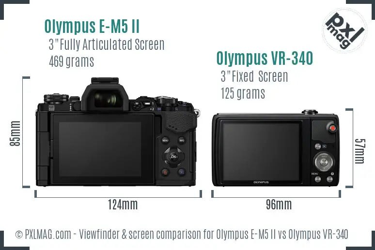 Olympus E-M5 II vs Olympus VR-340 Screen and Viewfinder comparison
