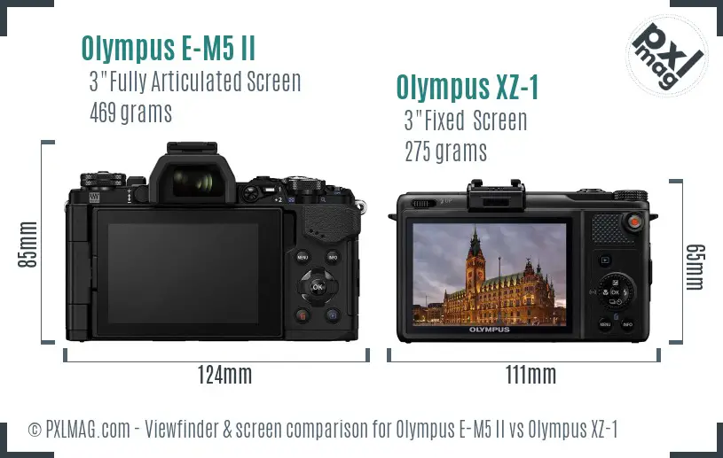 Olympus E-M5 II vs Olympus XZ-1 Screen and Viewfinder comparison