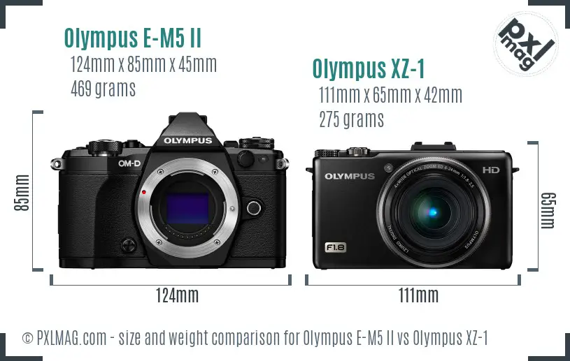 Olympus E-M5 II vs Olympus XZ-1 size comparison