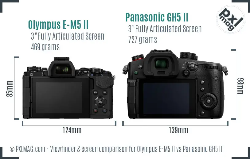 Olympus E-M5 II vs Panasonic GH5 II Screen and Viewfinder comparison