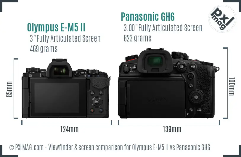Olympus E-M5 II vs Panasonic GH6 Screen and Viewfinder comparison