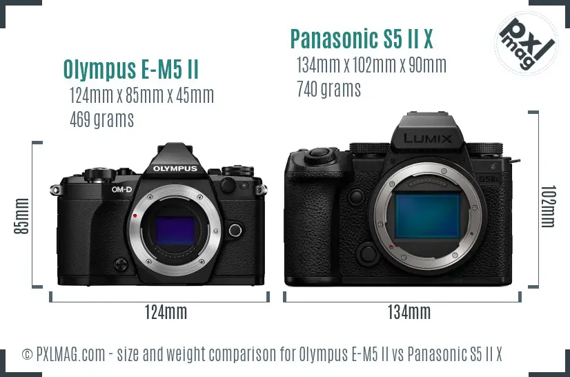 Olympus E-M5 II vs Panasonic S5 II X size comparison