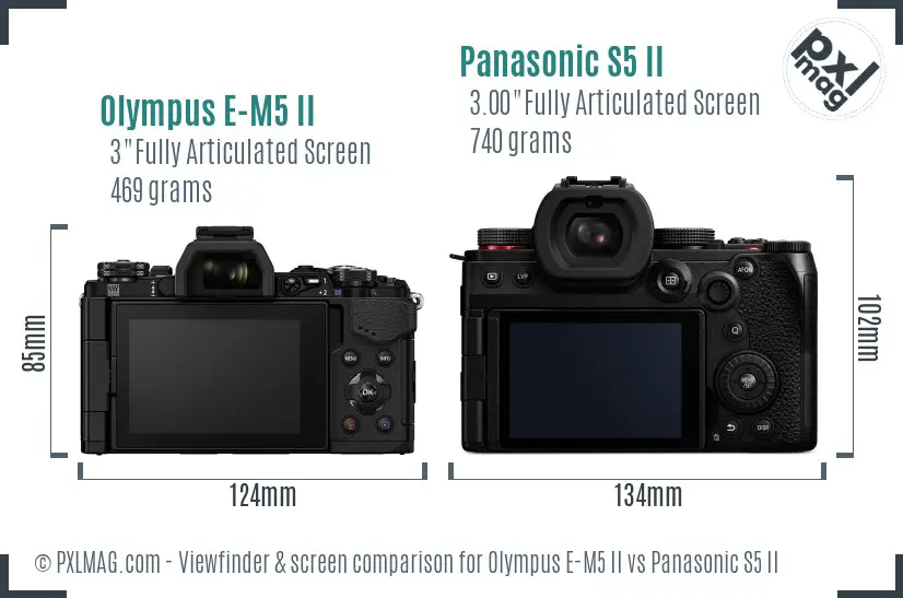 Olympus E-M5 II vs Panasonic S5 II Screen and Viewfinder comparison Olympus E-M5 II vs Panasonic S5 II Screen and Viewfinder comparison