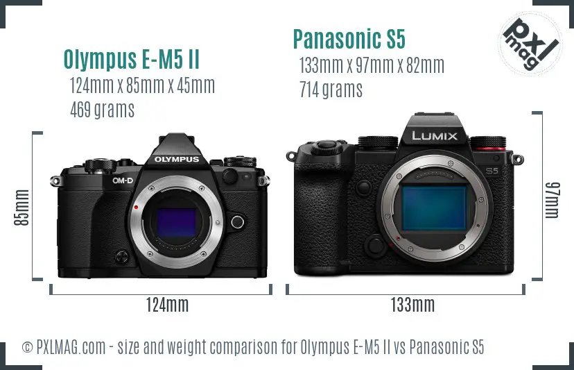 Olympus E-M5 II vs Panasonic S5 size comparison