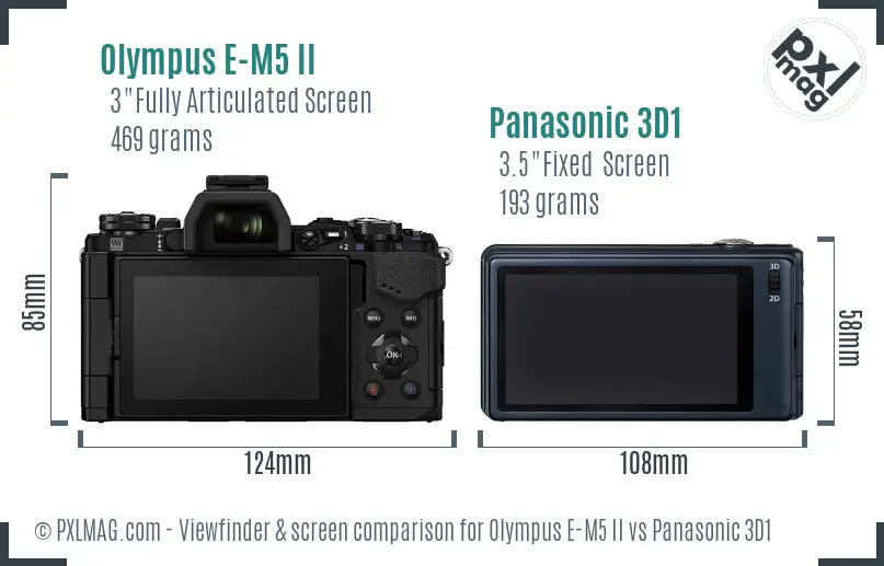 Olympus E-M5 II vs Panasonic 3D1 Screen and Viewfinder comparison