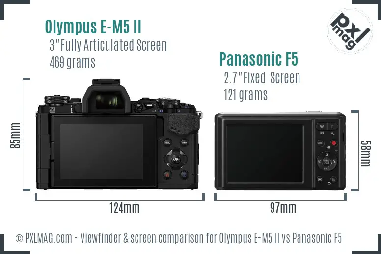 Olympus E-M5 II vs Panasonic F5 Screen and Viewfinder comparison