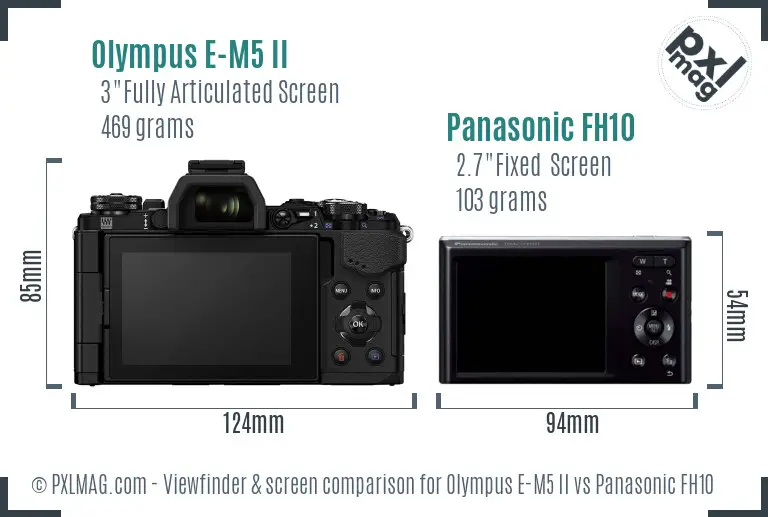 Olympus E-M5 II vs Panasonic FH10 Screen and Viewfinder comparison