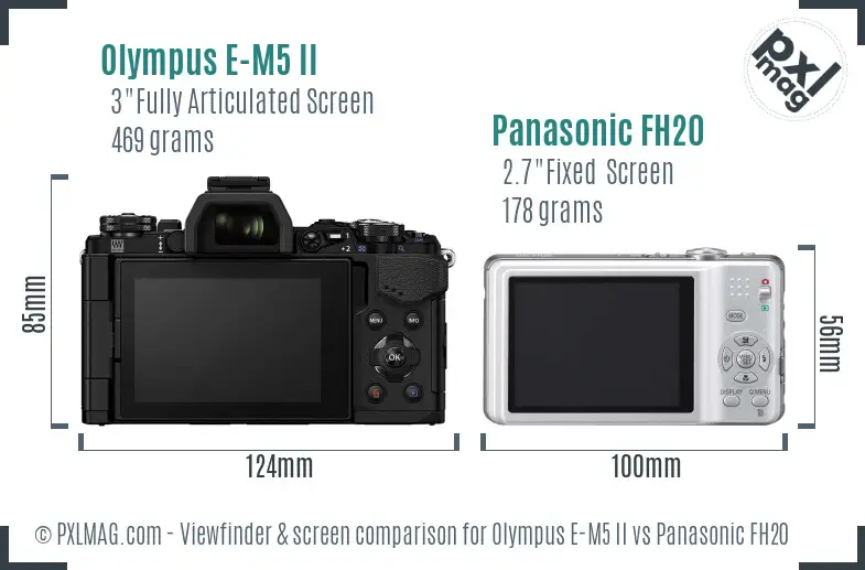 Olympus E-M5 II vs Panasonic FH20 Screen and Viewfinder comparison